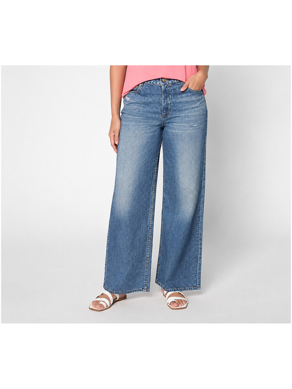 AnyBody Denim Effect French Terry Sweatpant Jean Indigo Wash, Size Tall Medium